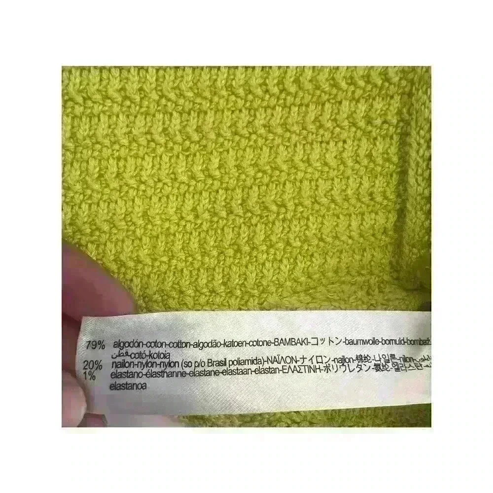 Zara Women's Off The Shoulder Cropped Sweater Size Small Lime Green Stretch Knit
